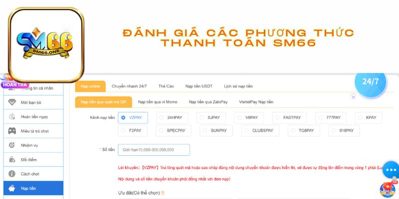 Đánh giá tính năng thanh toán tại SM66
