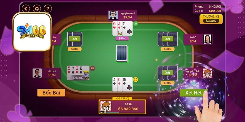 5 vòng chơi Poker SM66 tổng quan